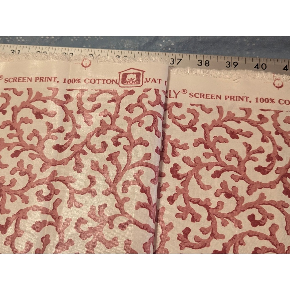 Vintage Waverly Fabric Cotton 113 x 54 Pink White Coral Branch Scotchgard